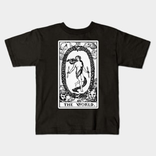 XXI. The World Tarot Card | Black and White Kids T-Shirt